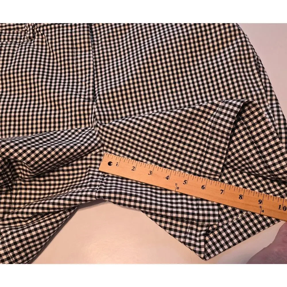 Lands End Shorts Womens 14 Black White Gingham High Rise Stretch Cottagecore